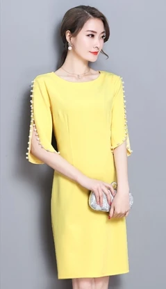 TUHAO Summer Office Lady Female Dresses Elegant Pearl Dress 2018 Spring Casual Plus Size 4XL 3XL 5XL Women's Dresses CC118 TUHAO Summer Office Lady Female Dresses Elegant Pearl Dress 2018 Spring Casual Plus Size 4XL 3XL 5XL Women's Dresses CC118