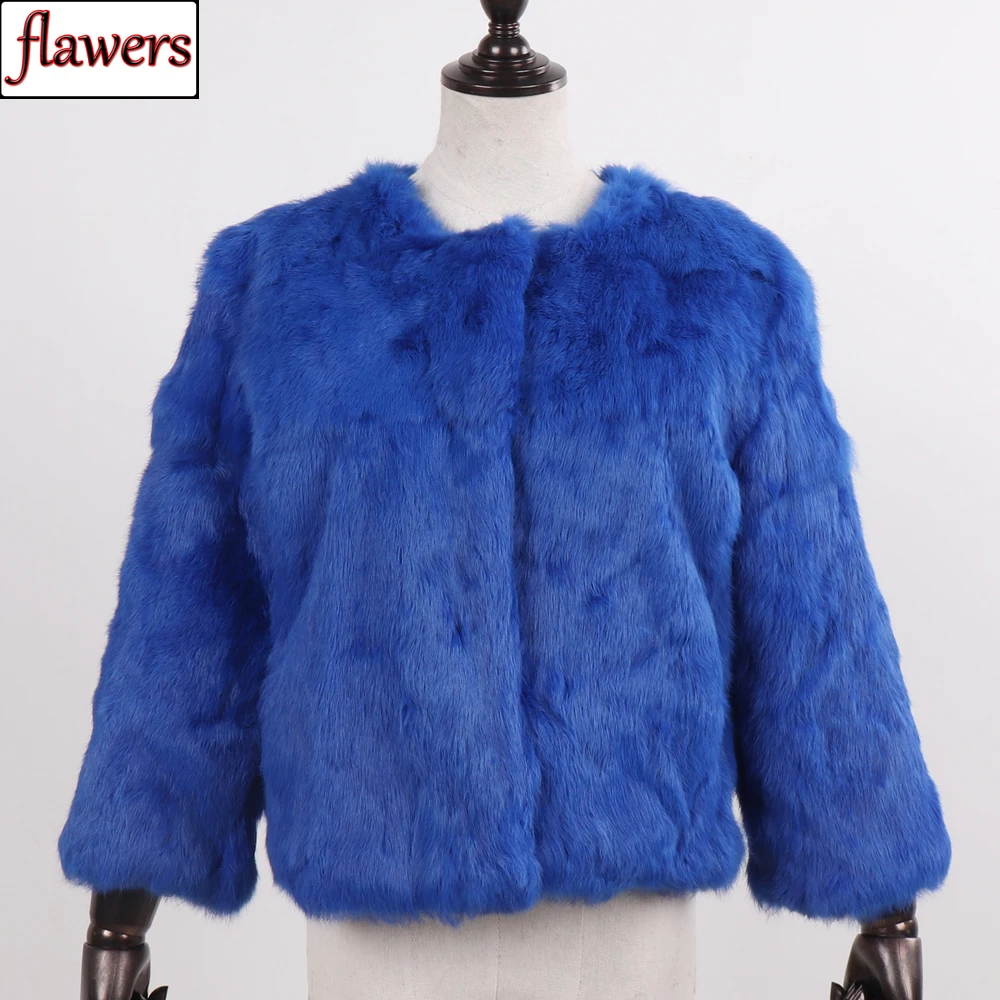 

2019 New Women Winter 100% Natural Real Rabbit Fur Coats Short Style Warm Rabbit Fur Jackets Lady Slim Real Rabbit Fur Outerwear
