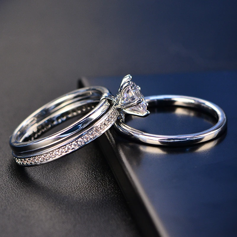 

Dazzling Genuine White Crystal Cubic Zirconia 925 Sterling Silver Wedding Ring Gifts Size 5 6 7 8 9 10 HERR0130