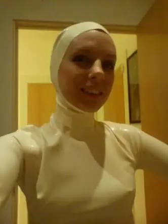 

Open Face White Latex Hood Mask Fetish Latex Zipper