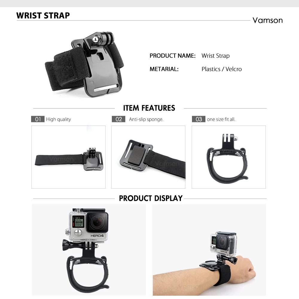 Аксессуары Vamson для Gopro Hero 9 8 7 6 ремень на голову нагрудный шлем поплавок наручный