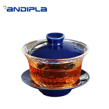 200 мл короткое прозрачное Термостойкое стекло Gaiwan керамическая чайная посуда офисный чайный набор кунг-фу Pu Erh Gaiwan Master чайный горшок подарки