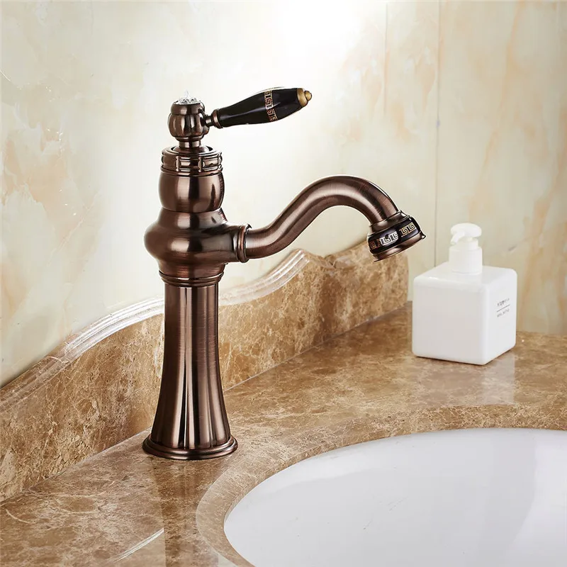 

Basin faucet, Copper Hot and Cold Basin Faucet ORB Bauble Faucet Single Hole Rose Gold Washbasin deck mounted Bathroom Faucet
