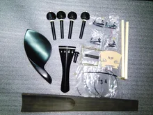 1 Set Black Ebony Violin Parts 4/4 with Fingerboard string+sound post+bridge+saddle etc in 4/4 SF01