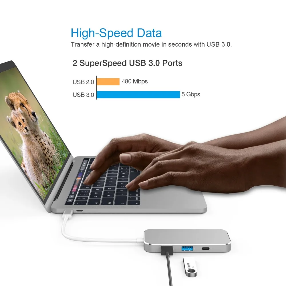 Док станция YUNCLOUD для ноутбука USB C 3 1 к 0 4K HDMI 5 мм аудио SD/TF кардридер PD Зарядка Macbook