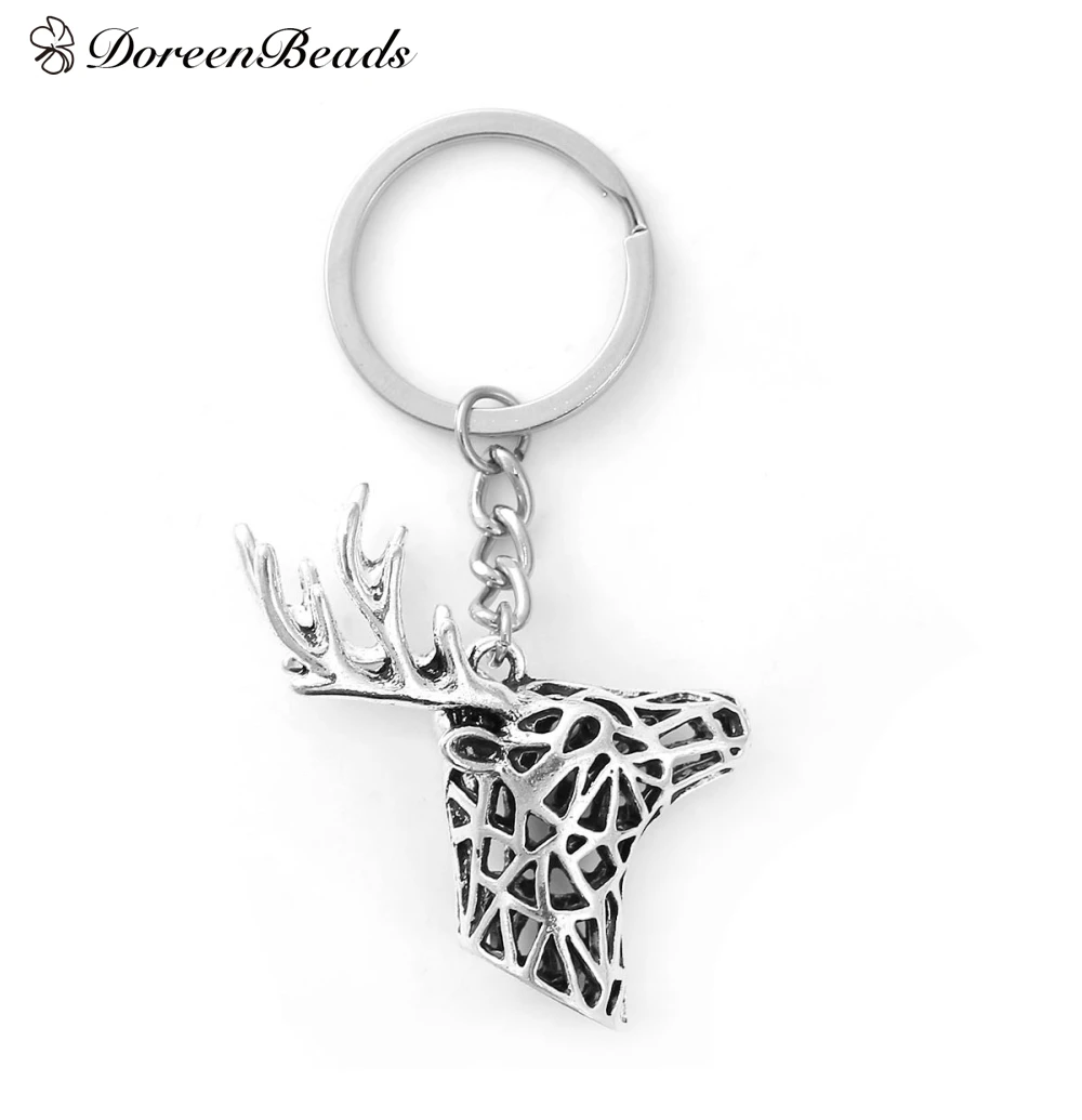 DoreenBeads брелок для ключей с 3d изображением оленя серебряный цвет