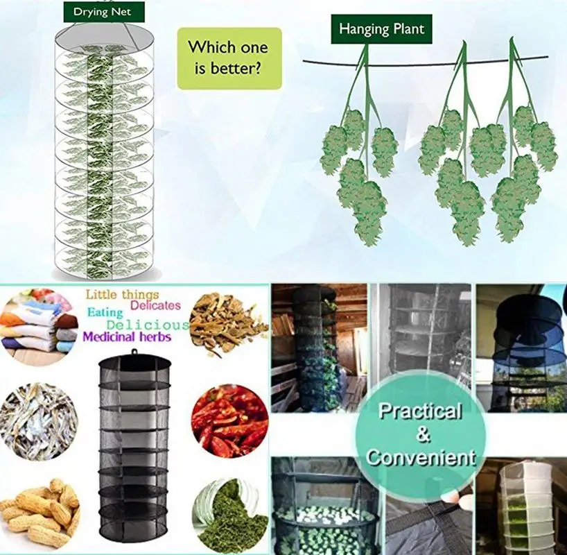 New-Hot Sale 8 Layers Dry Net Herb Herbal Rack for Buds Compartments Foldable Hanging Flowers Hydroponic Plant 8