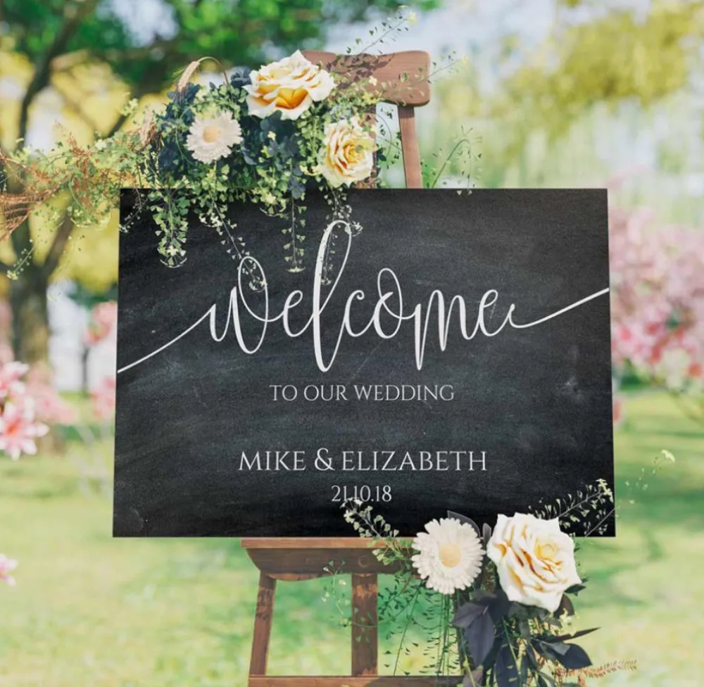 

Personalised Wedding Welcome Sign Decal Sticker, Customized Wedding Reception Vinyl Removable Waterproof Welcome Sign Decal