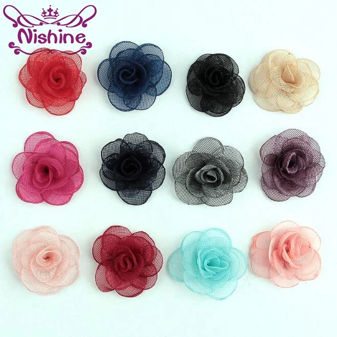 

Nishine 30pcs/lot New 1.2" Mesh Lace Chic Burning Flower For Women Girl Headband Hair Clip Fashion DIY Hair Accessories
