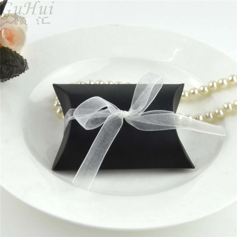 50 SMALL BLACK PILLOW BOX WEDDING FAVOURS JEWELLERY GIFTS
