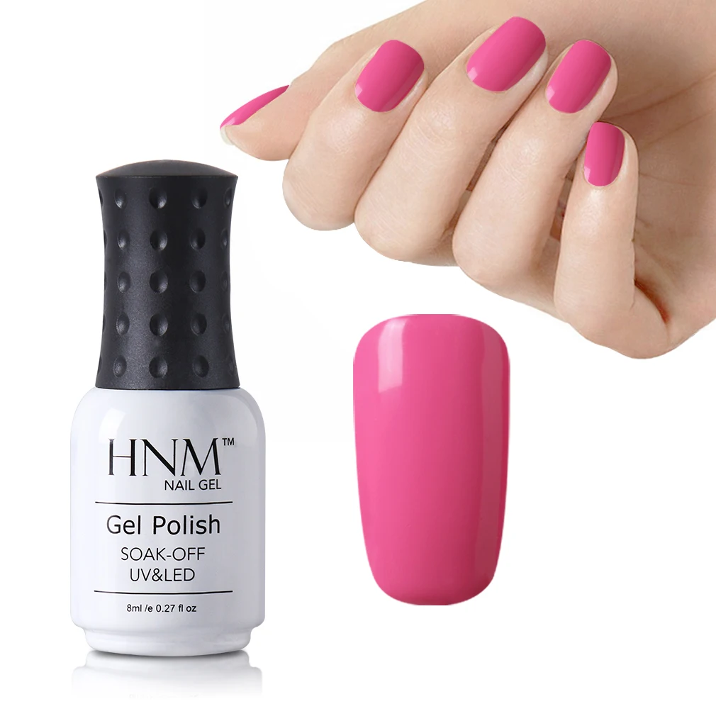 HNM 8 мл Гель-лак для ногтей Чистый Розовый Цвет замачиваемый УФ светодиодный лак для нейл-арта Полупостоянный Гибридный Гель-лак базовое верхнее покрытие