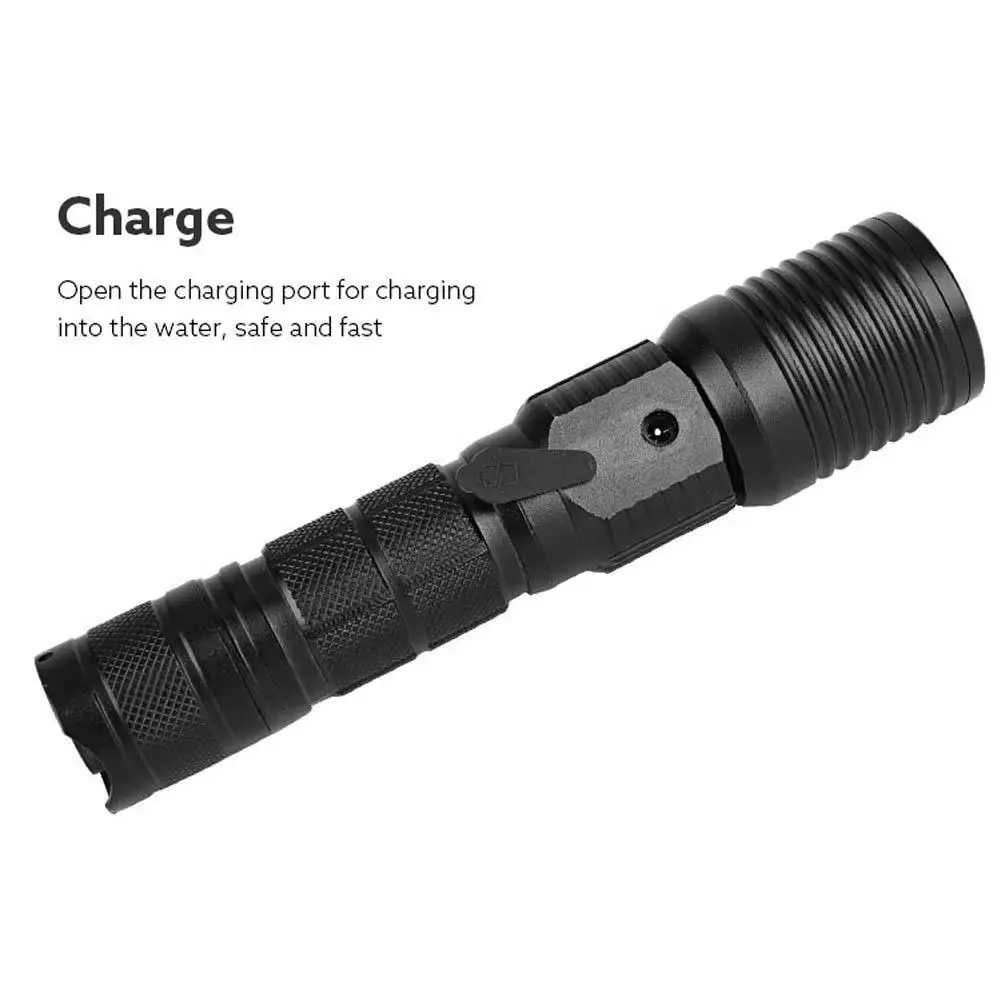 Cheap 1x Zoomable T6 LED Flashlight Rechargeable Torch Super Bright Light Lamp+Battery Charger+Bicycle Clip 5