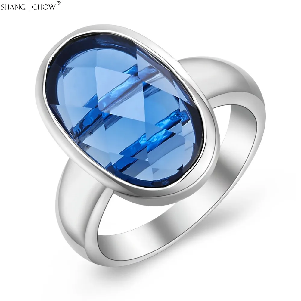 

Trendy Fashion Jewelry with Blue 925 Sterling Silver Ring for women evening party Birthday Gift R1245