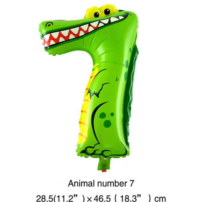 1 шт. воздушный шар в виде животного с цифрами, тигра, Льва, обезьяны, жирафа, Гелиевого шара, детский подарок на день рождения, декор в виде животного на тему зоопарка - Цвет: 7