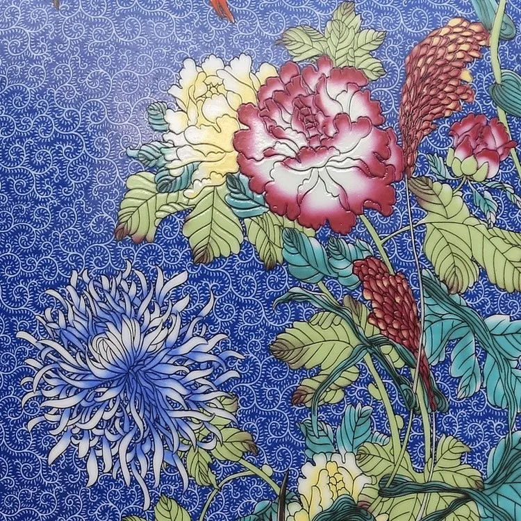 Qing Dynasty Qianlong год марка эмаль цветок и птица площадь большая ваза античный фарфор древняя фарфоровая коллекция