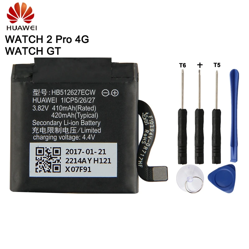 

HuaWei Original HB512627ECW Battery For Huawei Watch2 Pro 4G EO-DLXXU Porsche Design WatchGT Genuine Replacement Battery 420mAh