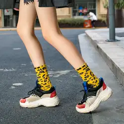 Винтажные леопардовые принты мягкие хлопковые дышащие женские эластичные носки средней длины без пятки новые