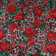 145 см ширина леопард и Роза печати полиэстер, парча, жаккардовая ткань для женщин осень зима платье пальто куртка Sewing-AF973