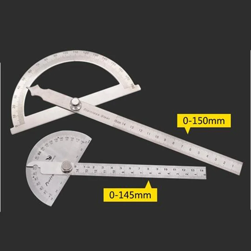  2pcs/1set Stainless Steel Measuring Ruler 180 degree Protractor angle finder Digital Ruler Rotary M