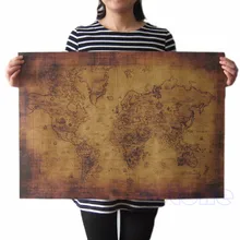 71x51cm grande Estilo Vintage Retro papel Poster globo Mapa del viejo mundo regalos