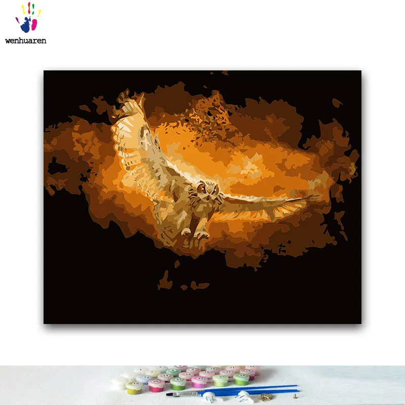 

DIY Coloring paint by numbers Animal in flame paintings by numbers with kits 40x50 framed