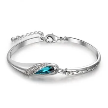 Turquesa Vestido de Las Mujeres de Cristal Austriaco Bangles Pulseras Bisutería Pulsera de Moda Regalos Para Las Señoras de la Joyería