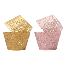 Лучшие 24X филигрань лоза торт кекс обертки обертывания Чехлы украшения для свадьбы дня рождения золото и розовый