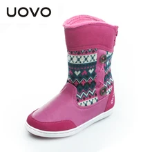 UOVO New Girls Boots Knitting Wool Children’s Boots Mid-calf Kids Boots Reindeer Girls Shoes Christmas Gift