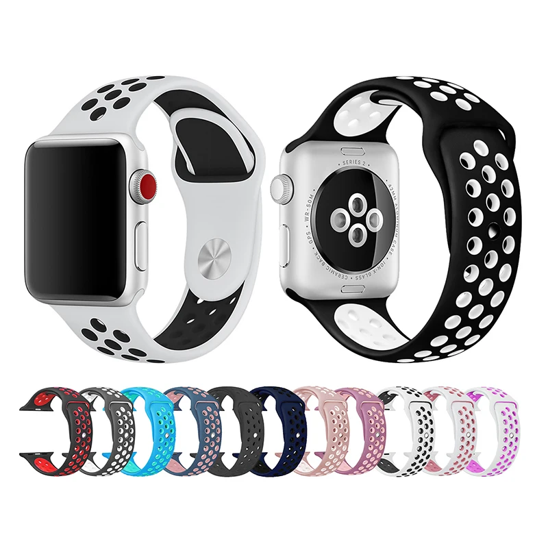 Силиконовый ремешок для Apple Watch группа 42 мм браслет 40 44 резиновый iwatch Группа 4/3/2 38