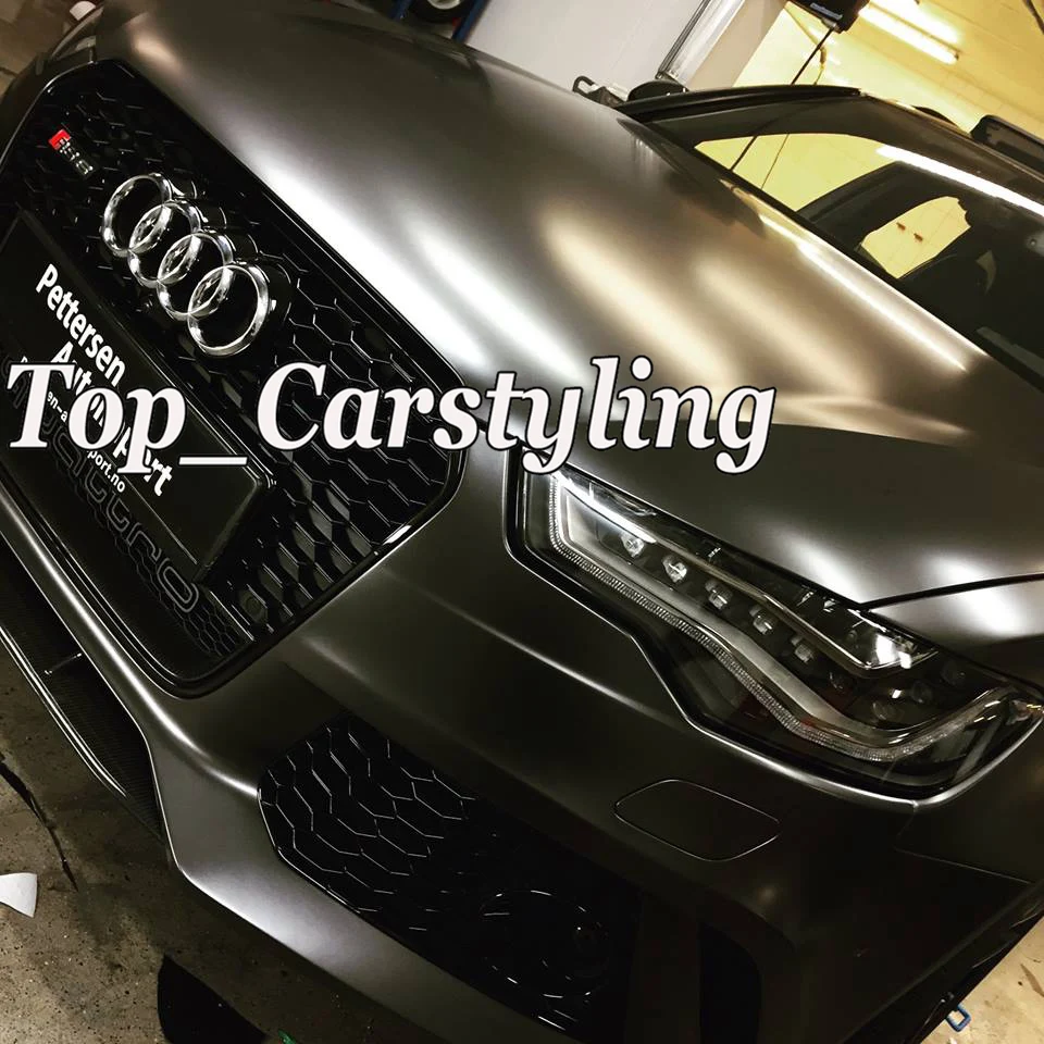 Anthracite satin chrome gunmetal dark Grey metallic car wrapping Film (4)