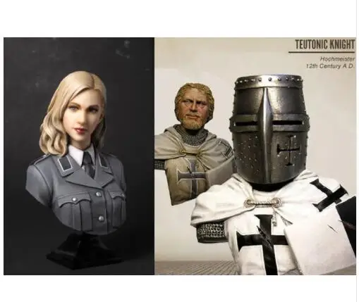 

1/10 woman Officer and TEUTONIC KNIGHT bust toy Resin Model Miniature Kit unassembly Unpainted