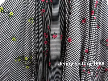 

2019 big famous brand fabric cotton embroidered stripe ripstop print fabric for shirt dress and plaid suit cloth