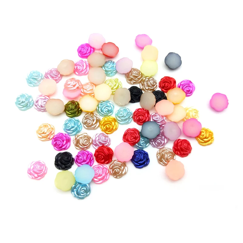 

100pcs 12mm High Quality Fancy Mix Color Imitation Pearls Half Flatback Flower Beads For Scrapbooking DIY Handicraft Accessories