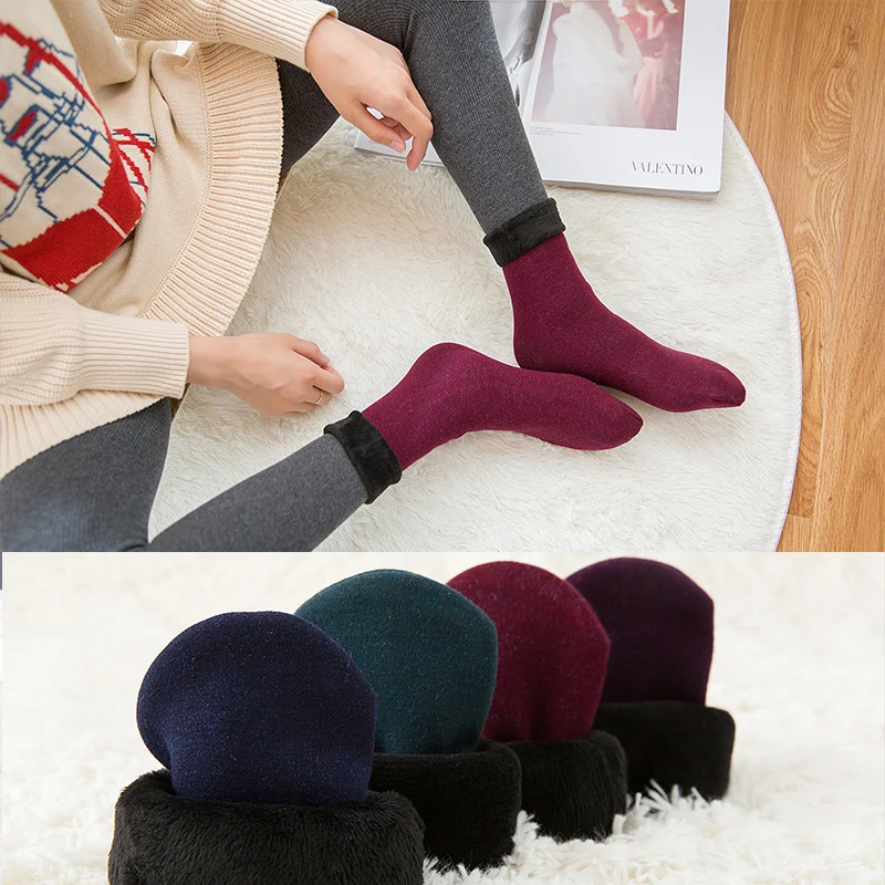 

Fashion Socks Women 3Pairs/Set Winter Thickness Warmmer Plus Size Socks Slipper Winter Women Fuzzy Socks Clothing