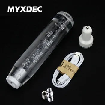 

10/15/20/25/30/40CM LED Light Color Changing Crystal Bubble Gear Shift Knob Manual Shifter Stick With 2 USB Interface Charger