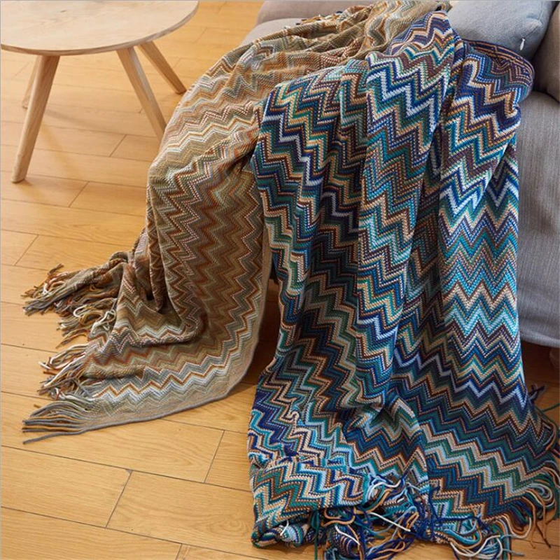 High end Classical Bohemian Style Knit Summer Blankets Imitation