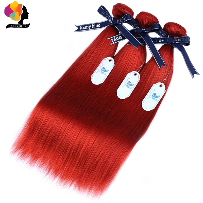 Remyblue Red Human Hair Weave Bundles 99J Burgundy Malaysian Straight Hair 3 Bundle Deals Thick Remy Hair Extension No Shedding
