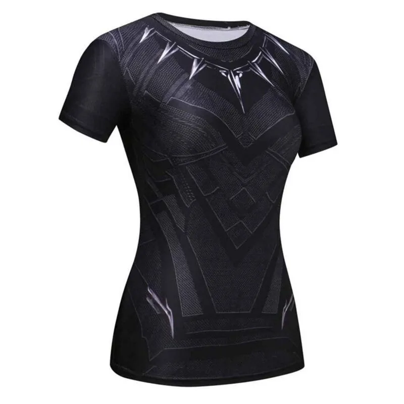 ND9  High Elastic Compression Shirt Fitness T Shirt Women Summer Short Sleeve O-neck Tshirt Women Superhero Superman Tee Shirt Femme