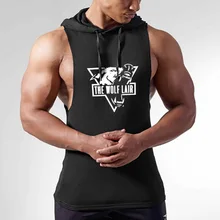 New font b Men b font Fashion Gyms Bodybuilding Sleeveless Hoodie Bodybuilding Muscle hooded font b