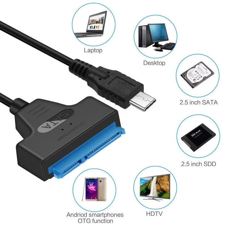 USB3.1 Type C to SATA III 22Pin 7+15pin for SSD Hard Drive Adapter ThunderBolt Capable blue USB3.1 Type C to SATA III 22Pin 7+15pin for SSD Hard Drive Adapter ThunderBolt Capable blue