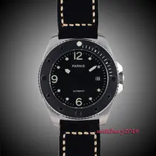 43mm Parnis black dial luminous marks Stainless steel Case sapphire glass miyota Automatic mens Watch