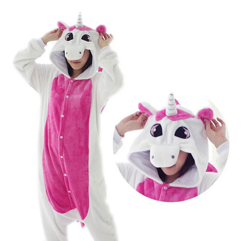 

Women Unicorn Pajamas Sets Flannel Animal Pajamas Ladies Winter unicornio Nightie Pyjamas Sleepwear Homewear Cosplay Costume