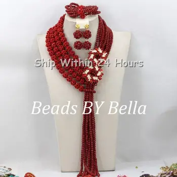 

Luxury Crystal Balls African Wedding Beads Jewelry Set Chistmas Gift Jewelry Set Nigerian Party Necklace Free Shipping ABC880