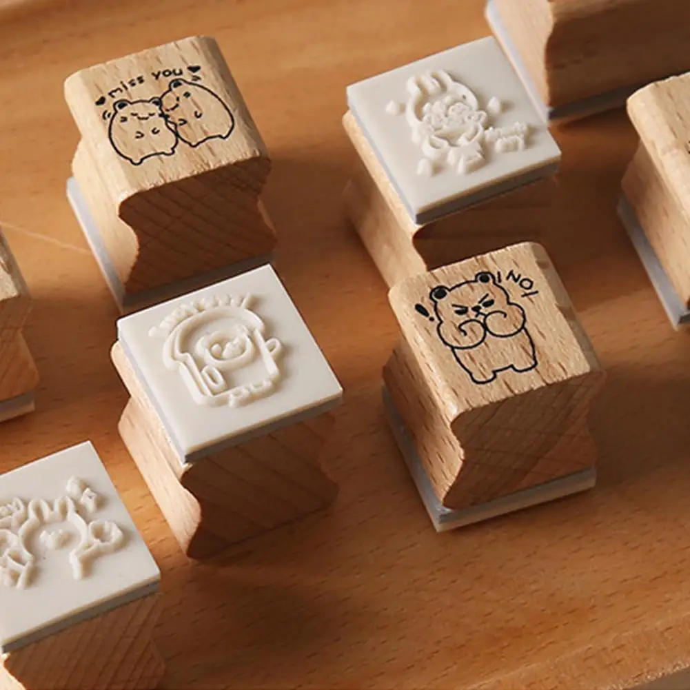 

4pcs/Set Vintage Animals Serise Decoration Stamp Wooden Rubber Stamps For Scrapbooking Stationery DIY Craft Standard Stamp