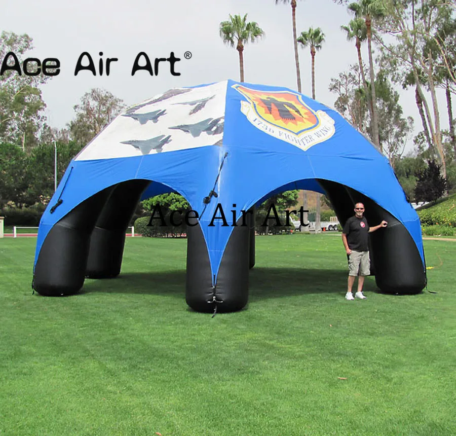 

Free shipping directly supply 8 m diameter blue inflatable lawn spider tent with removable cover by Ace Air Art