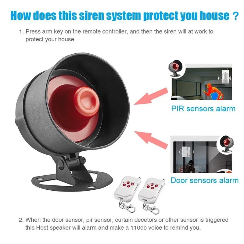 Security Alarm System KERUI Indoor Outdoor Weather-Proof Siren Window Door Sensors Motion Sensor With Remote Control