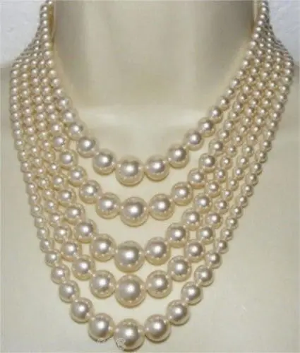 

2016 new classic five strands south sea white pearl necklace17-21inch
