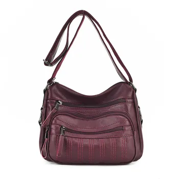 

Fashion Female PU Leather Shoulder Bag Solid Color Multi-layer Crossbody Bags Easy to Manage