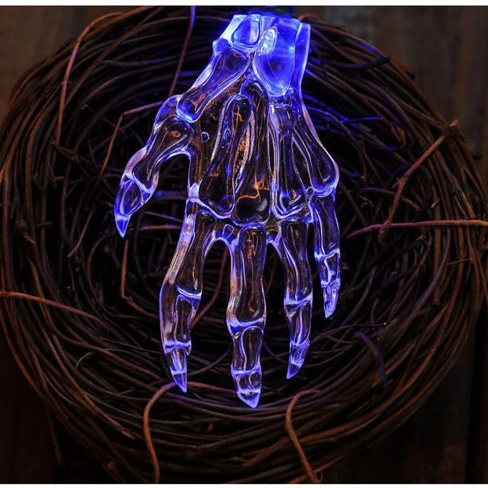 

halloween decor weird skeleton hand battery powered string light 10/20 LED outdoor decoration backyard party lights led festa