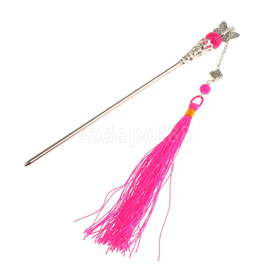 Handmade Chinese Girl Classic Butterfly Tassel Hairpin Headdress Hair Stick